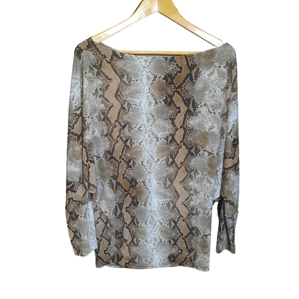 White Birch Womens Snakeskin Print Dolman Sleeves Pullover Top Size Medium NWT